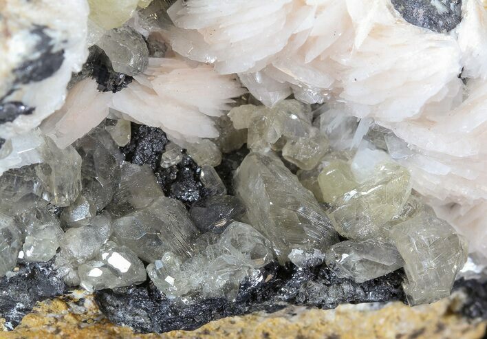 Cerussite Crystals with Bladed Barite on Galena- Morocco #44781